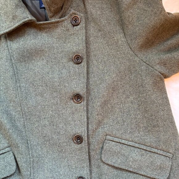 Gap Women's 100% Wool Olive Green Tweed Jacket, Size: L - Picture 4 of 16